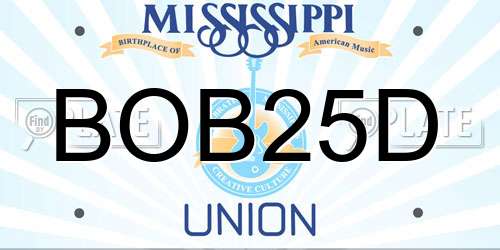 BOB25D Mississippi License Plate