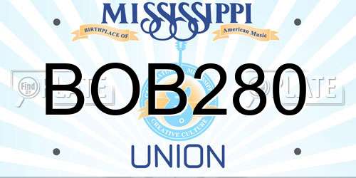 BOB280 Mississippi License Plate