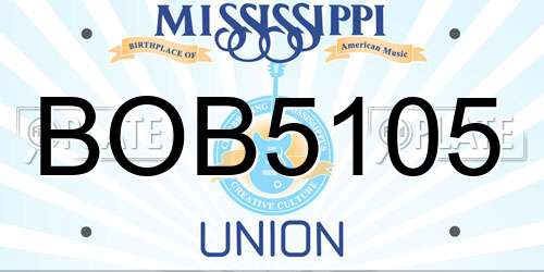 BOB5105 Mississippi License Plate