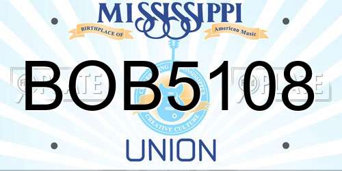 BOB5108 Mississippi License Plate