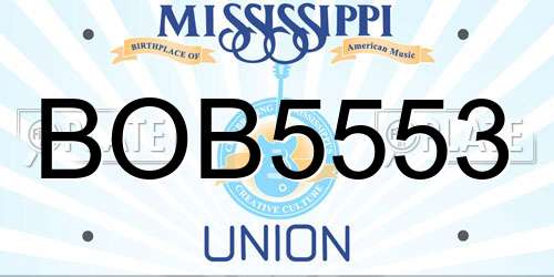 BOB5553 Mississippi License Plate