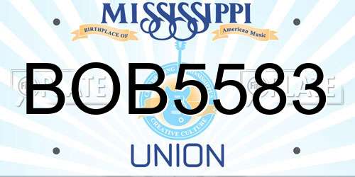 BOB5583 Mississippi License Plate
