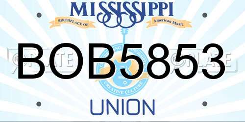 BOB5853 Mississippi License Plate