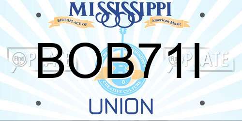 BOB71I Mississippi License Plate