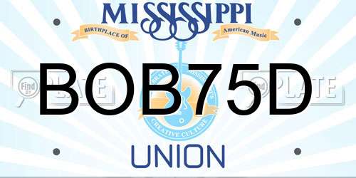BOB75D Mississippi License Plate