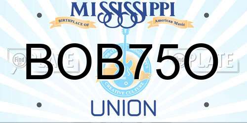 BOB75O Mississippi License Plate