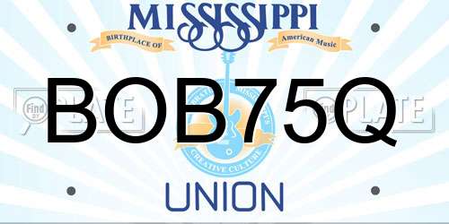 BOB75Q Mississippi License Plate