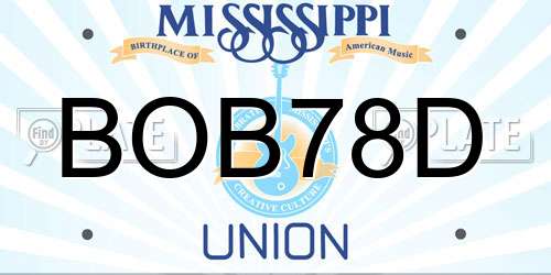 BOB78D Mississippi License Plate