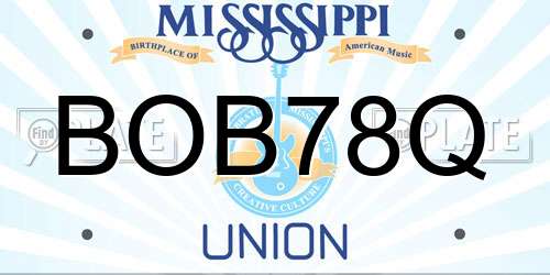 BOB78Q Mississippi License Plate