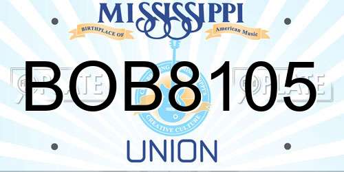 BOB8105 Mississippi License Plate