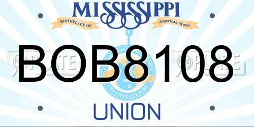 BOB8108 Mississippi License Plate