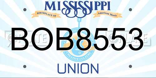 BOB8553 Mississippi License Plate