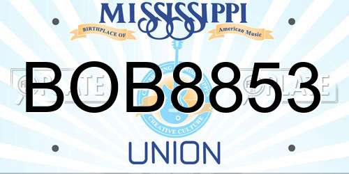 BOB8853 Mississippi License Plate