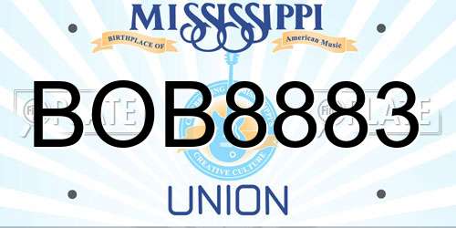 BOB8883 Mississippi License Plate