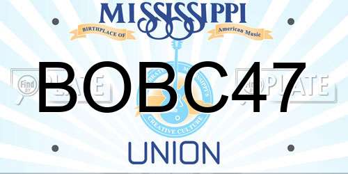 BOBC47 Mississippi License Plate