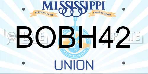 BOBH42 Mississippi License Plate
