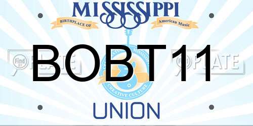 BOBT11 Mississippi License Plate