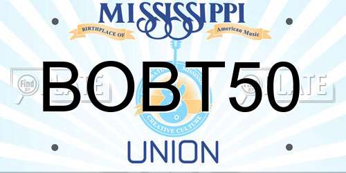 BOBT50 Mississippi License Plate