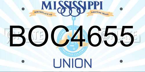 BOC4655 Mississippi License Plate