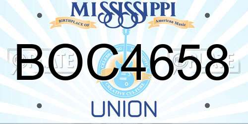 BOC4658 Mississippi License Plate