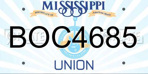BOC4685 Mississippi License Plate