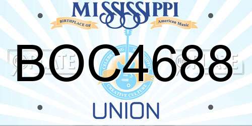 BOC4688 Mississippi License Plate