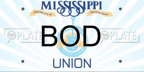 BOD Mississippi License Plate