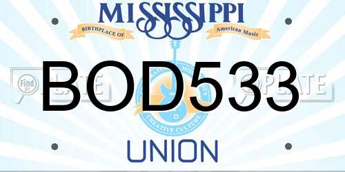 BOD533 Mississippi License Plate