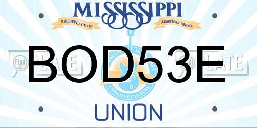 BOD53E Mississippi License Plate
