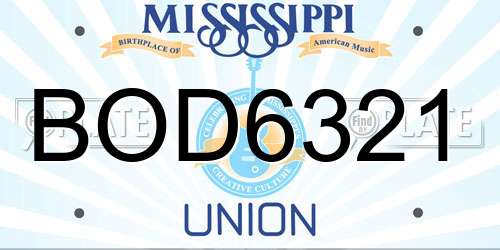 BOD6321 Mississippi License Plate