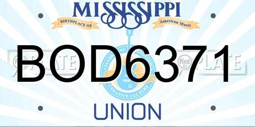 BOD6371 Mississippi License Plate