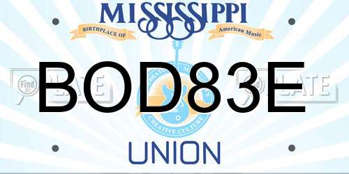 BOD83E Mississippi License Plate