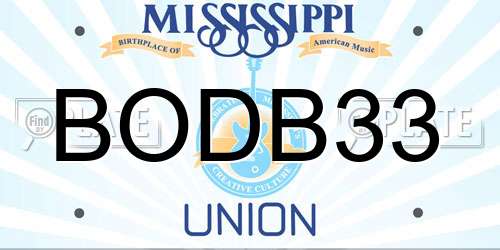 BODB33 Mississippi License Plate