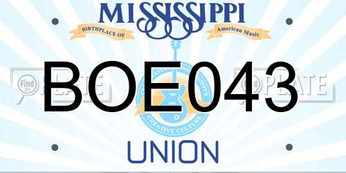 BOE043 Mississippi License Plate