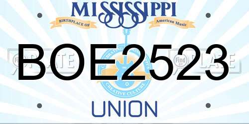 BOE2523 Mississippi License Plate