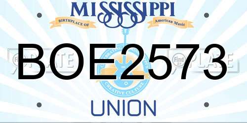 BOE2573 Mississippi License Plate