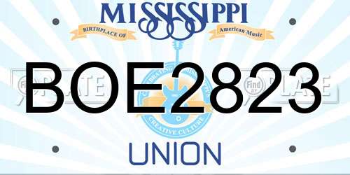 BOE2823 Mississippi License Plate