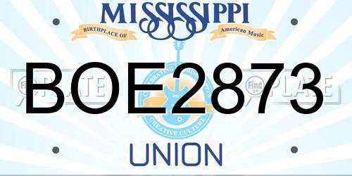 BOE2873 Mississippi License Plate