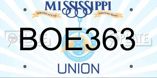 BOE363 Mississippi License Plate