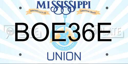 BOE36E Mississippi License Plate