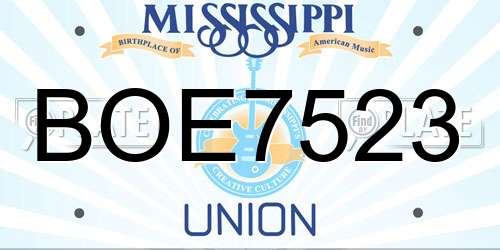 BOE7523 Mississippi License Plate