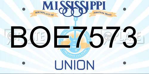 BOE7573 Mississippi License Plate