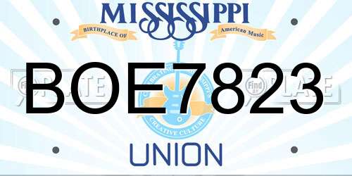 BOE7823 Mississippi License Plate