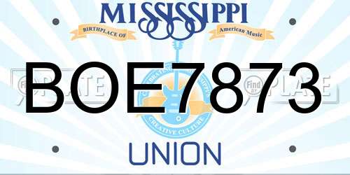 BOE7873 Mississippi License Plate