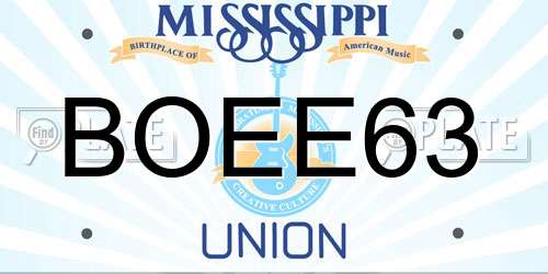 BOEE63 Mississippi License Plate