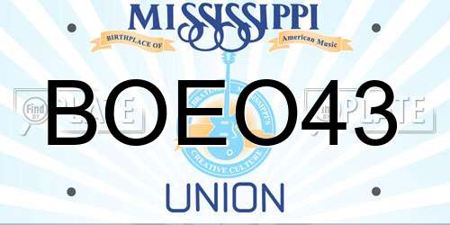 BOEO43 Mississippi License Plate