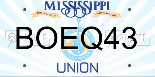 BOEQ43 Mississippi License Plate