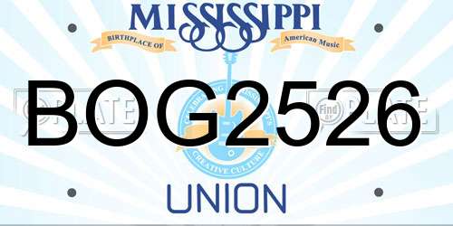 BOG2526 Mississippi License Plate