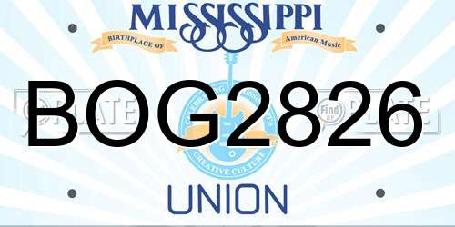 BOG2826 Mississippi License Plate