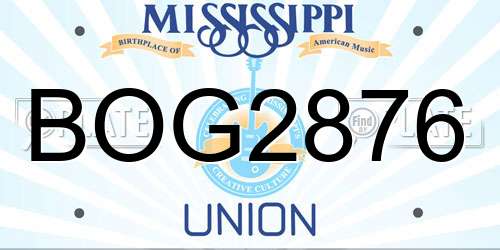 BOG2876 Mississippi License Plate